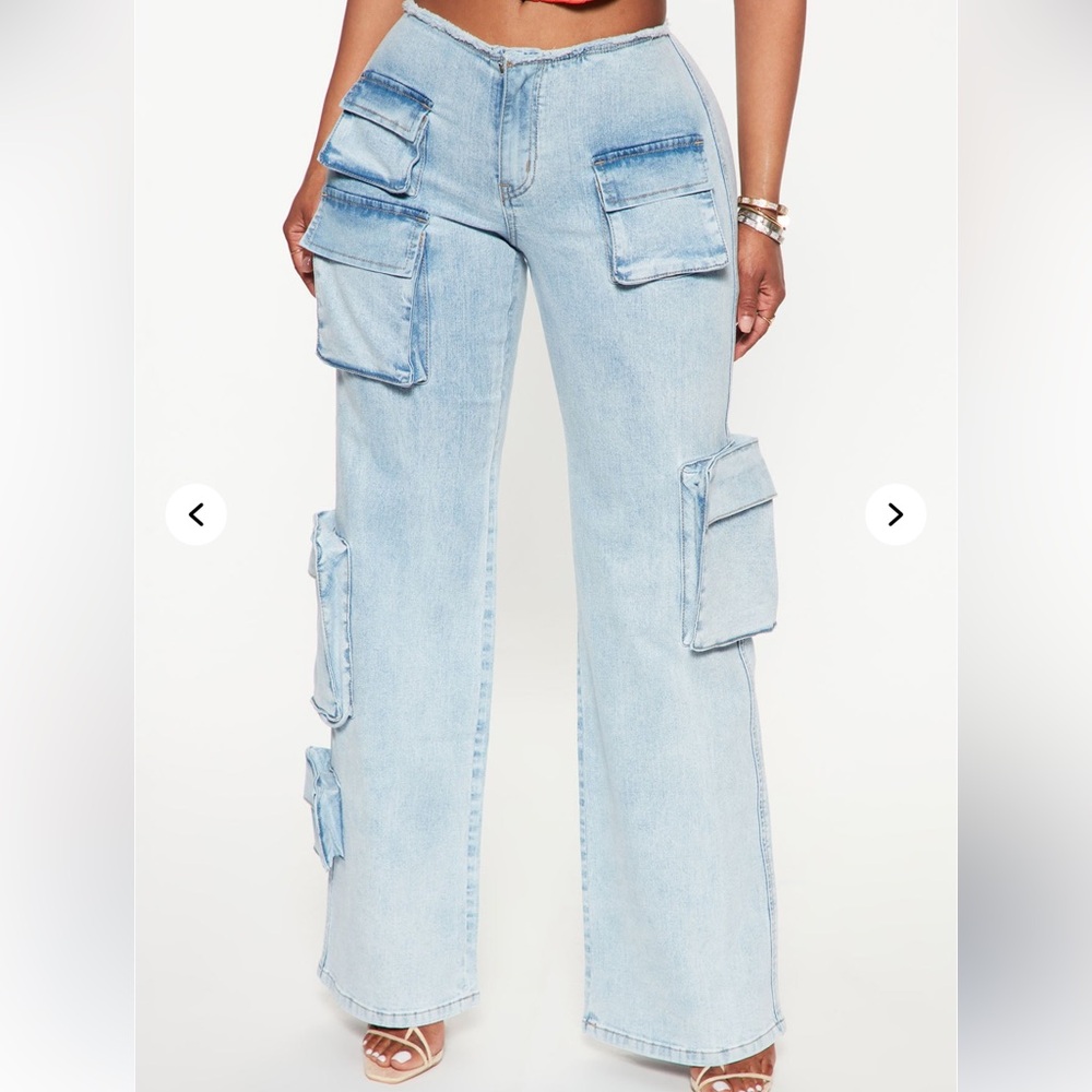 Women's Light Blue Cargo Jeans